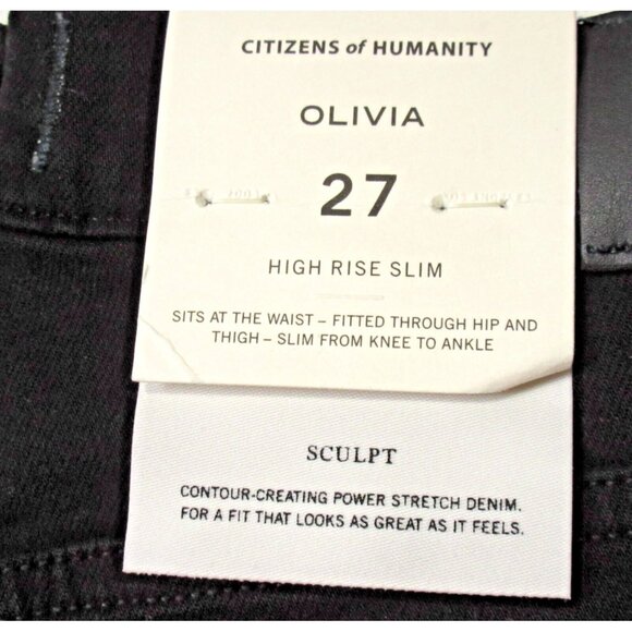 NWT Citizens of Humanity Olivia in Plush Black High Rise Slim Stretch Jeans 27 - Picture 8 of 9